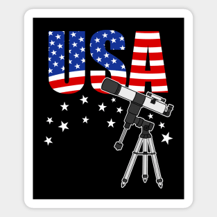 4th July Telescope USA Flag Astronomer Space Enthusiast Magnet